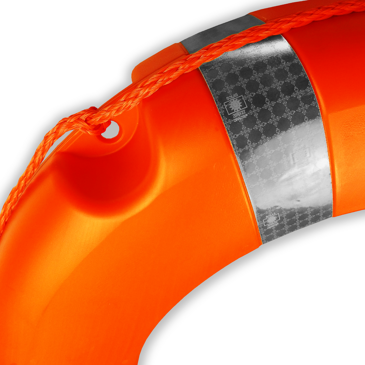 Orange Horseshoe Lifebuoy with Reflecting Stripes