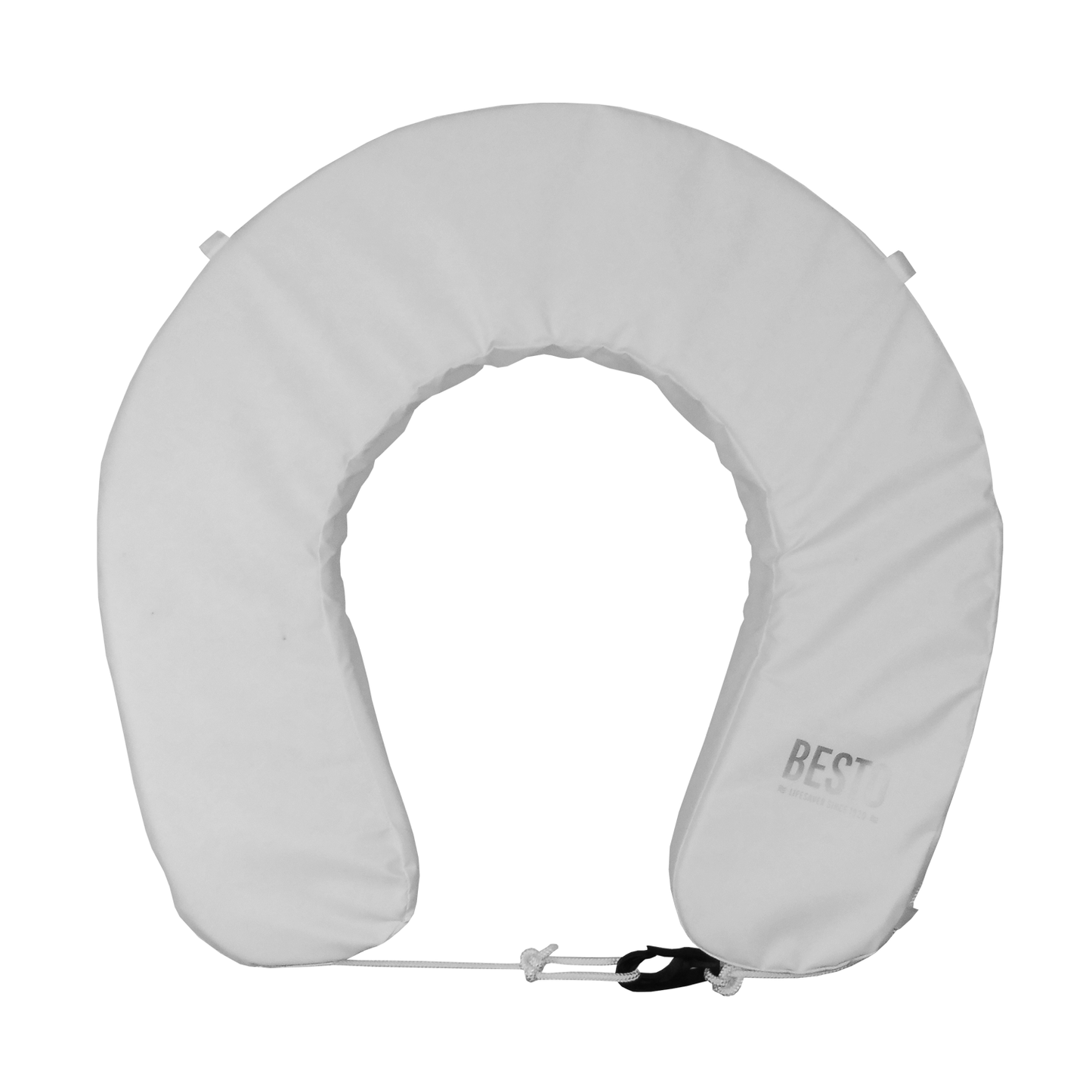 White Horseshoe Lifebuoy Set with Light and Holder