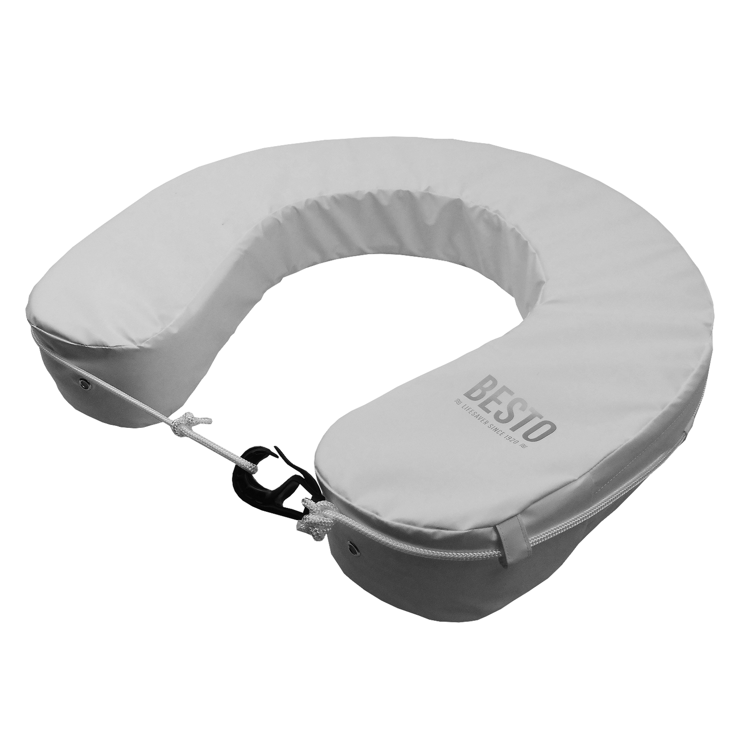White Horseshoe Lifebuoy Set with Light and Holder