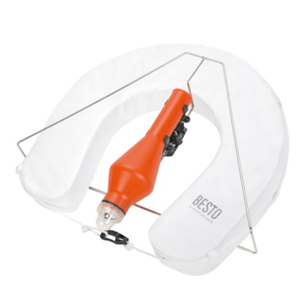 White Horseshoe Lifebuoy Set with Light and Holder