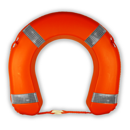 Orange Horseshoe Lifebuoy with Reflecting Stripes