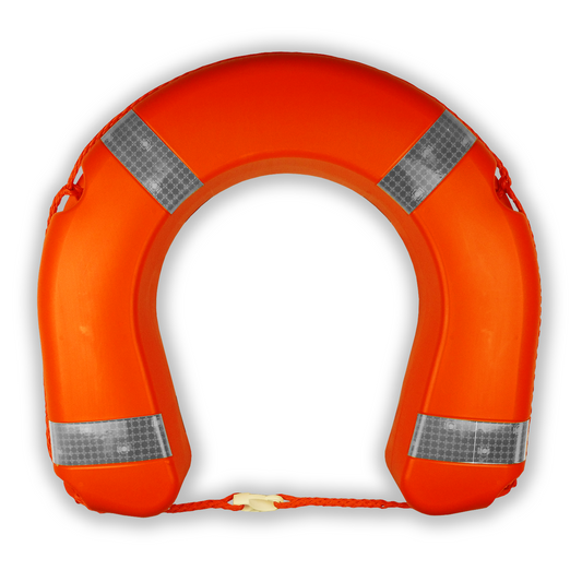 Orange Horseshoe Lifebuoy with Reflecting Stripes